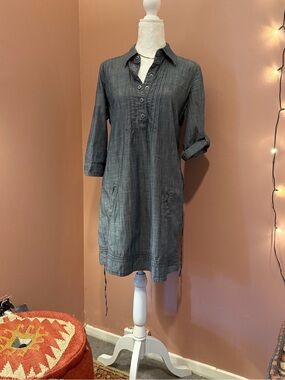 Esprit Slate Gray Chambray Mini Shirt Dress